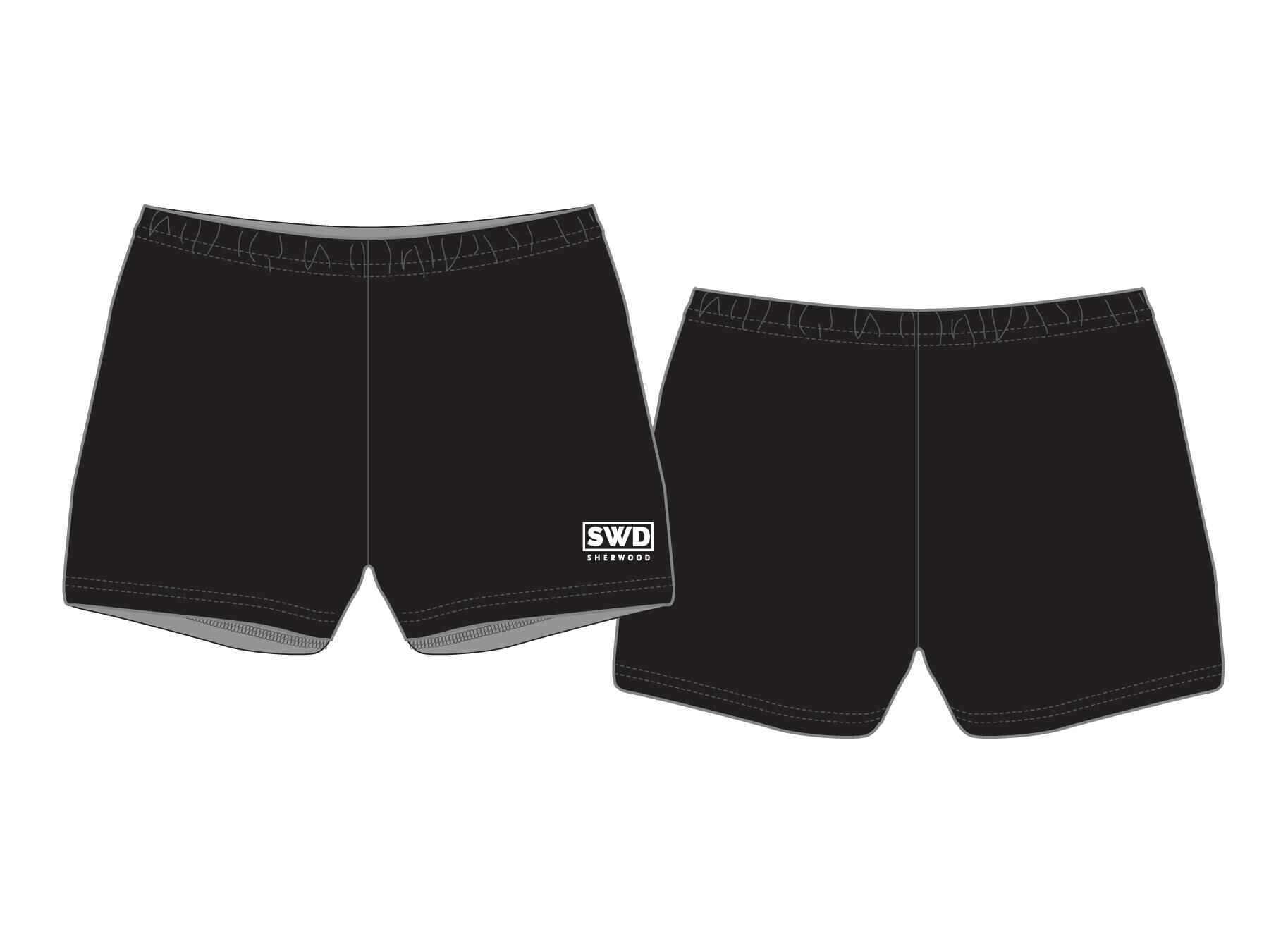 SWD - Netball Boyleg Shorts-BLACK